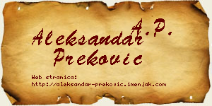 Aleksandar Preković vizit kartica